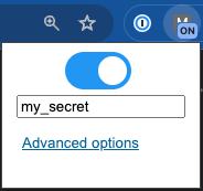 Popup with Advanced options link