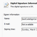 Code signing a Windows application