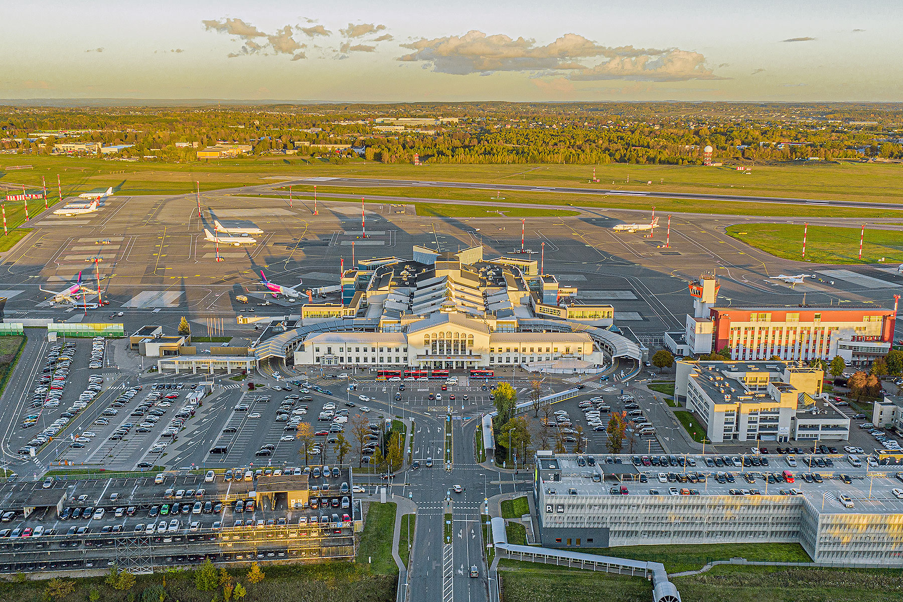 Bird's eye view of Vilnius airport.