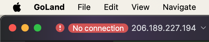 No Connection message in GoLand IDE