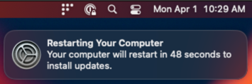 macOS restart notification after OS update
